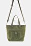 Women's Khaki Genuine Suede Leather Hand and Shoulder Bag - 2