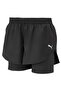 Womens 2 in 1 Woven Running Shorts - Black