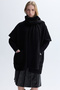 Women's Black Shawl Collar Oversize Short Sleeve Cardigan