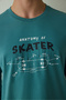 Men's Skater Slogan Printed Crew Neck Cotton Pajama Set - 5