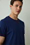 Indigo Men's Navy Star Crew Neck Cotton Shorts Pajama Set - 4