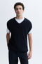 Men's Navy Blue V-Neck Sleeveless Sweater