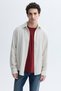 Men's Ecru Regular Fit Striped Long Sleeve Shirt