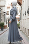 Women's Ruffle Detailed Dress with Belted Waist 2092 Gray - 2
