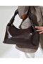 Women's Bitter Brown Double Knotted Baguette Leather Hand and Shoulder Bag