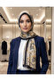 شال حريري بنمط مموه - بيج-أسود - 2
