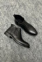 Black Boots Without Laces and with Zipper Leather Men's - 7