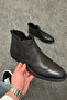 Black Boots Without Laces and with Zipper Leather Men's - 3