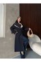 Women's Jacket Collar Premium Trench Coat - Stylish and Comfortable Navy Blue - 5