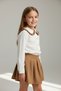 New Season Brown Skirt and White Shirt Classic Stylish Bottom-Up Set for Girls - 2