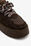 Brown Genuine Leather Suede Lace-Up Thick Sole Women's Boots - 4