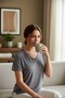 Women's Knitted Short Sleeve V-Neck T-Shirt - 2