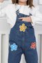 Girl's Slopet Children's Denim Overalls Floral Patterned Blue Slopet - 5