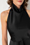 Women's Black Backless Mini Satin Graduation Evening Dress - 4