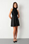 Women's Black Backless Mini Satin Graduation Evening Dress - 2