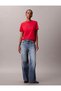 Women's Short Sleeve Ck Letter Detail Crew Neck Red T-Shirt Lv044E215G-Vmt - 4
