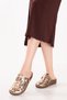 Women's Genuine Leather Special Slippers with Removable Sole for Home and Outdoors Yprk.275 Beige Croco - 7