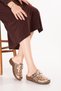 Women's Genuine Leather Special Slippers with Removable Sole for Home and Outdoors Yprk.275 Beige Croco - 4