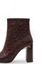 Women's Brown Crocodile Patent Leather Square Toe 9.5 cm Heeled Stylish and Elegant Accessory Boots with Gold Heel Detail - 4