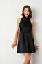 Women's Black Backless Mini Satin Graduation Evening Dress - 3