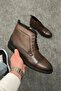 Brown Leather Men's Boots - Men's Leather Boots with Laces and Zippers - 4