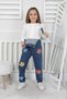 Girl's Slopet Children's Denim Overalls Floral Patterned Blue Slopet - 2