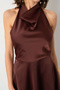 Women's Brown Backless Mini Satin Graduation Evening Dress - 5