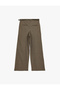 Wide Leg Baggy Fabric Trousers with Pockets, Pile Detail, Belt, and Wide Legs - 4