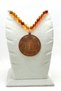 Amber Necklace with Praying Sealed Copper Medallion Pendant - 5