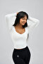 White Long Sleeve V-Neck Long Sleeve T-Shirt Galactic Aura Second Skin - 4