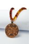 Amber Necklace with Praying Sealed Copper Medallion Pendant