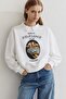Women's Oversize Sweatshirt Perles D’Élégance Printed White – Crew Neck, 3 Thread Ribbed - 4