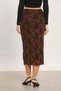Women's Velvet Floral Patterned Pencil Skirt - Brown - 5