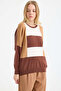 Color Block Stone Knitwear Sweater - Brown - 4