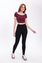 Women's Black High Waist Corded Fabric Inner Non-Show t Shaping / Sculpting Sports Leggings - 2