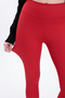 Women's Red High Waist Corded Fabric Inner Non-Show t Shaping / Sculpting Sports Leggings
