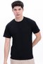 Men's Black Regular Fit Basic T-Shirt, Crew Neck, Cotton 30/1 Single Jersey Fabric, Comfortable Daily Wear - 3
