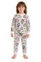 Girl's Two Thread Sha Fleece-Lined White Color Fun Pattern Long Sleeve Pajama Set