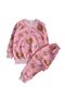 Girl's Two Thread Sha Fleece-Lined Embe Teddy Bear Pattern Long Sleeve Pajamas Set - 2