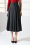 Long Lima Fabric Pleated Skirt/Hidden Slit Double Belt Buckles - 8