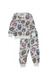 Girl's Two Thread Sha Fleece-Lined White Color Fun Pattern Long Sleeve Pajama Set - 2