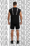 Jujutsu Kaisen Sukuna Tattoo Printed Black Sleeveless T-Shirt and Piped Jersey Fabric Sports Shorts Combination Set