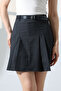 Thick Pleated Belted Skirt with Inner Leggings - 5