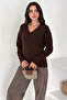 Women's V-Neck Knit Sweater – Cozy Neutral - 2