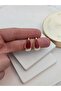 Damla Gold Red Enamel Women's Earrings