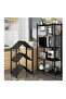 Folding Storage Shelves, 5-Tier Foldable Storage Shelf Unit Pantry Shelves with Wheels, Heavy Duty