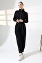 Zippered Mock Neck Sweet/Baggy Trousers Casual Modal Set - 4