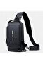 Unisex Black Waist and Shoulder Bag with USB Port and Combination Lock