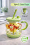 Borosilicate Glass Mug with Strainer - Detox Flask with Design Straw Lid