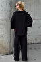 Women's Side Stripe Detail Top and Bottom Set Black - 3
